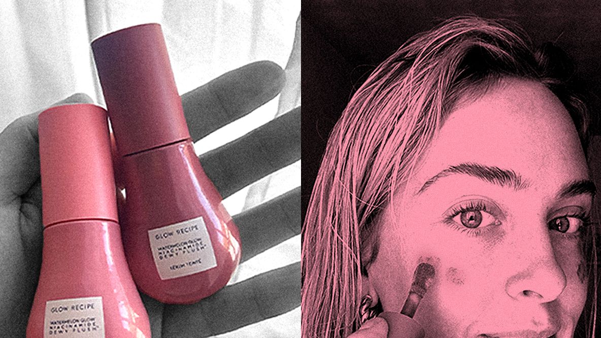 Glow Recipe Watermelon Glow Niacinamide Dewy Serum Blush Reviews, Swatches, & Tips: Teen Vogue Tries