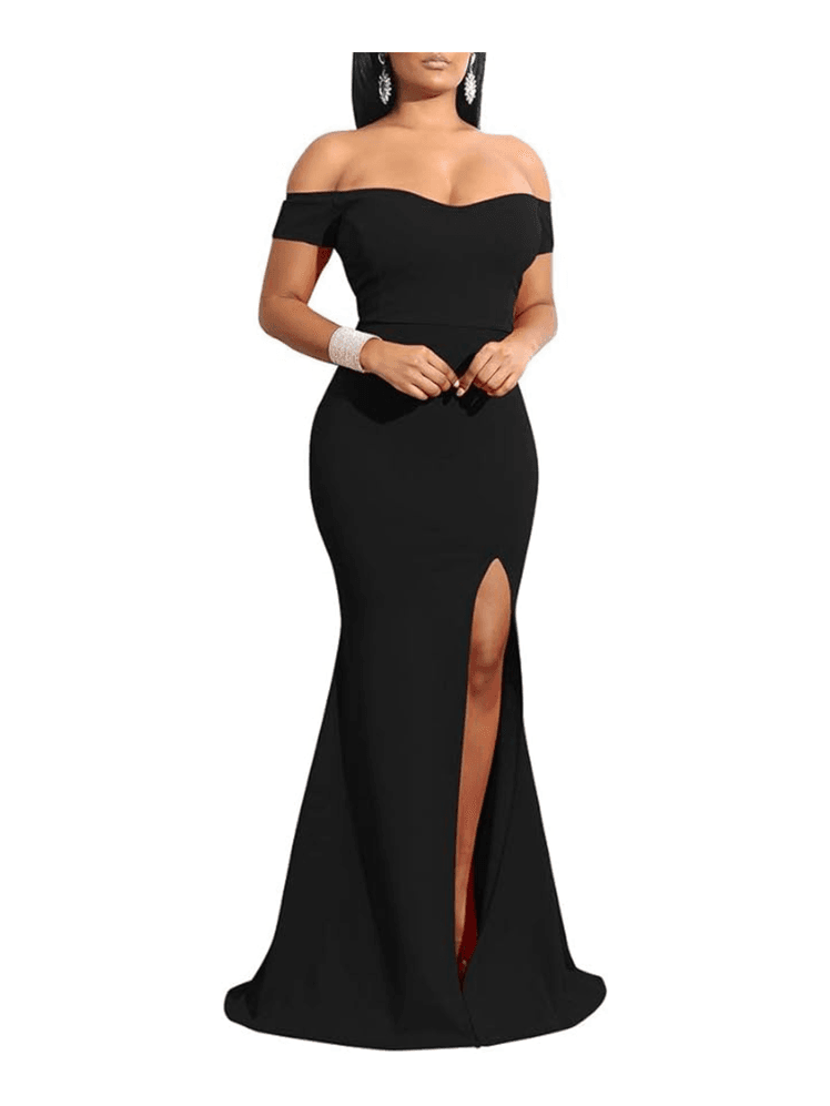 YMDUCH Off Shoulder High Split Long Formal Party Dress 